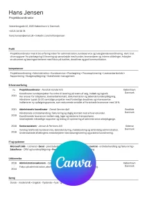 Download en gratis CV skabelon uden profilbillede i Canva her