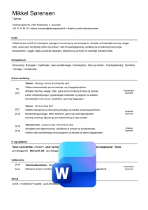 Eksempel på en CV skabelon til en tømrer i Word (uden billede) - dowload gratis her